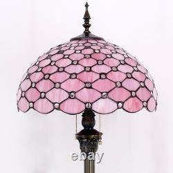 Tiffany Floor Lamp Pink Stained Glass Bead Standing Reading Light 16X16X64 Inche