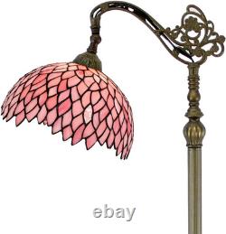 Tiffany Floor Lamp Pink Stained Glass Wisteria Light 12X18X64 Inches Pole Torchi