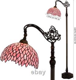 Tiffany Floor Lamp Pink Stained Glass Wisteria Light 12X18X64 Inches Pole Torchi
