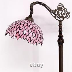 Tiffany Floor Lamp Pink Stained Glass Wisteria Light 12X18X64 Inches Pole Torchi