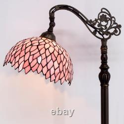 Tiffany Floor Lamp Pink Stained Glass Wisteria Light 12X18X64 Inches Pole Torchi