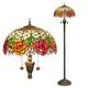 Tiffany Floor Lamp Rose Flower Stained Glass Standing Reading Light 16 Inches