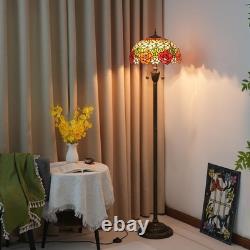 Tiffany Floor Lamp Rose Flower Stained Glass Standing Reading Light 16 Inches