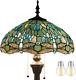 Tiffany Floor Lamp Sea Blue Stained Glass Dragonfly Standing Reading Light 16x16
