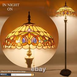 Tiffany Floor Lamp Serenity Victorian Stained Glass Standing Reading Light 16X16