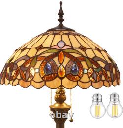 Tiffany Floor Lamp Serenity Victorian Stained Glass Standing Reading Light 16X16