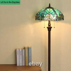 Tiffany Floor Lamp, Stained Glass Lamp Shade, Vintage Antique Style Standing Doubl