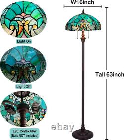 Tiffany Floor Lamp, Stained Glass Lamp Shade, Vintage Antique Style Standing Doubl