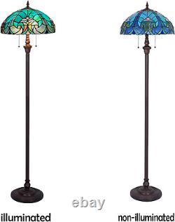 Tiffany Floor Lamp, Stained Glass Lamp Shade, Vintage Antique Style Standing Doubl