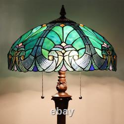 Tiffany Floor Lamp, Stained Glass Lamp Shade, Vintage Antique Style Standing Doubl