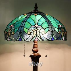 Tiffany Floor Lamp, Stained Glass Shade, Vintage Antique Style Standing Double