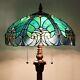 Tiffany Floor Lamp, Stained Glass Shade, Vintage Antique Style Standing Double