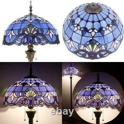 Tiffany Floor Lamp Standing Style W16H64 Inch Tall Blue Lavender Stained Glass B