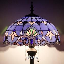 Tiffany Floor Lamp Standing Style W16H64 Inch Tall Blue Lavender Stained Glass B