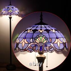 Tiffany Floor Lamp Standing Style W16H64 Inch Tall Blue Lavender Stained Glass B