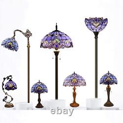 Tiffany Floor Lamp Standing Style W16H64 Inch Tall Blue Lavender Stained Glass B