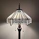 Tiffany Floor Lamp White Stained Glass Hexagon Metal Base Led Bulbs 64h16w16d