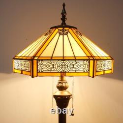 Tiffany Floor Lamp Yellow Hexagon Stained Glass Mission Standing Reading Ligh