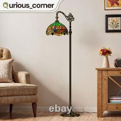 Tiffany Floor Lamp with Adjustable Gooseneck Retro Stained Glass Shade for Reading