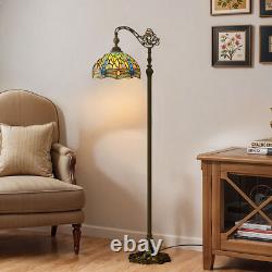 Tiffany Floor Lamp with Adjustable Gooseneck Retro Stained Glass Shade for Reading