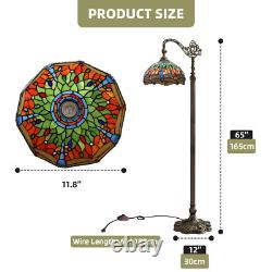 Tiffany Floor Lamp with Adjustable Gooseneck Retro Stained Glass Shade for Reading
