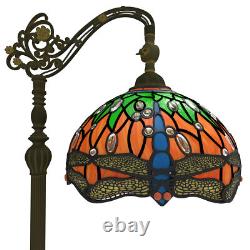 Tiffany Floor Lamp with Adjustable Gooseneck Retro Stained Glass Shade for Reading
