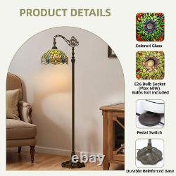 Tiffany Floor Lamp with Adjustable Gooseneck Retro Stained Glass Shade for Reading