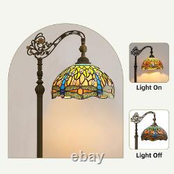 Tiffany Floor Lamp with Adjustable Gooseneck Retro Stained Glass Shade for Reading