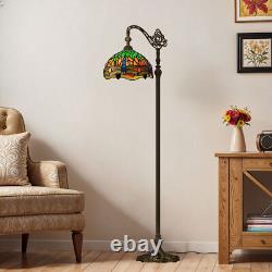 Tiffany Floor Lamp with Adjustable Gooseneck Retro Stained Glass Shade for Reading