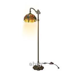 Tiffany Floor Lamp with Adjustable Gooseneck Retro Stained Glass Shade for Reading