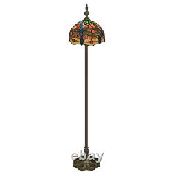 Tiffany Floor Lamp with Adjustable Gooseneck Retro Stained Glass Shade for Reading