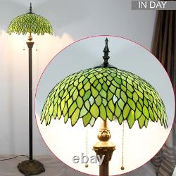 Tiffany Floor Standing Lamp Stained Glass Green Wisteria Style Antique Light 64