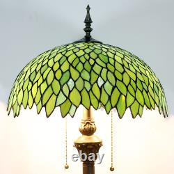 Tiffany Floor Standing Lamp Stained Glass Green Wisteria Style Antique Light 64