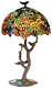 Tiffany Grapes & Leaves With Birds Ambers Green New Stained Glass Table Lamp