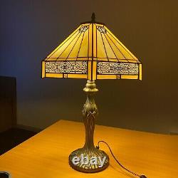 Tiffany Hexagon style Table/Ceiling Lamps 10-16 Handmade Yellow Stained Glass