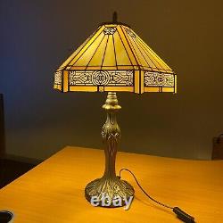 Tiffany Hexagon style Table/Ceiling Lamps 10-16 Handmade Yellow Stained Glass