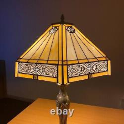 Tiffany Hexagon style Table/Ceiling Lamps 10-16 Handmade Yellow Stained Glass