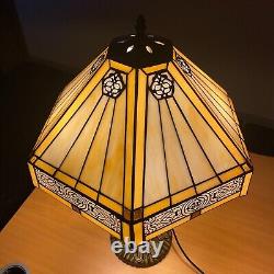 Tiffany Hexagon style Table/Ceiling Lamps 10-16 Handmade Yellow Stained Glass