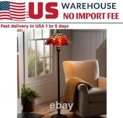 Tiffany Inspired Fall Leaves Floor Lamp Stained Glass Victorian Style