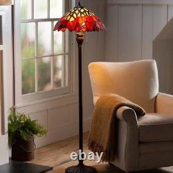 Tiffany Inspired Fall Leaves Floor Lamp Stained Glass Victorian Style
