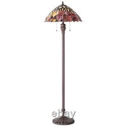 Tiffany Inspired Fall Leaves Floor Lamp Stained Glass Victorian Style