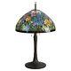 Tiffany Inspired Leaded Stained Glass Lamp With Garden Flower Pattern 20thc