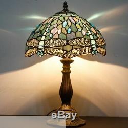 Tiffany Lamp 18 Inch Tall Sea Blue Stained Glass Dragonfly Crystal Style Shade