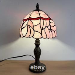 Tiffany Lamp 3-Way Dimmable Table Lamp Pink Tulip Stained Glass Reading Light Sm