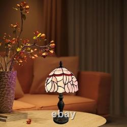 Tiffany Lamp 3-Way Dimmable Table Lamp Pink Tulip Stained Glass Reading Light Sm