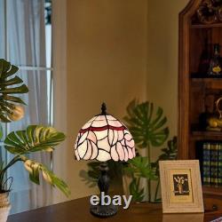 Tiffany Lamp 3-Way Dimmable Table Lamp Pink Tulip Stained Glass Reading Light Sm