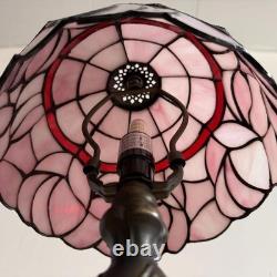 Tiffany Lamp 3-Way Dimmable Table Lamp Pink Tulip Stained Glass Reading Light Sm