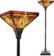 Tiffany Lamp Antique Amber Brown Stained Glass Torchiere Floor Lamp