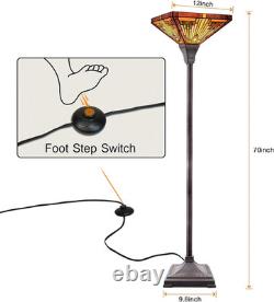 Tiffany Lamp Antique Amber Brown Stained Glass Torchiere Floor Lamp