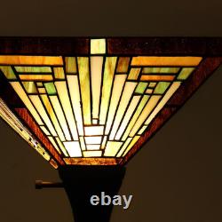 Tiffany Lamp Antique Amber Brown Stained Glass Torchiere Floor Lamp